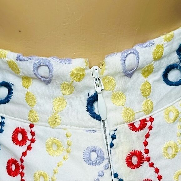 Eyelet Embroidery Boho Pants Multicolor Cropped Zip-Side Sz S - Picture 9 of 16